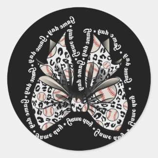 Coquette Bow Game Day Sell Softll Heart Love Mom L Runder Aufkleber