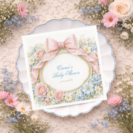 Coquette Bow Garden Girl Baby Shower Serviette