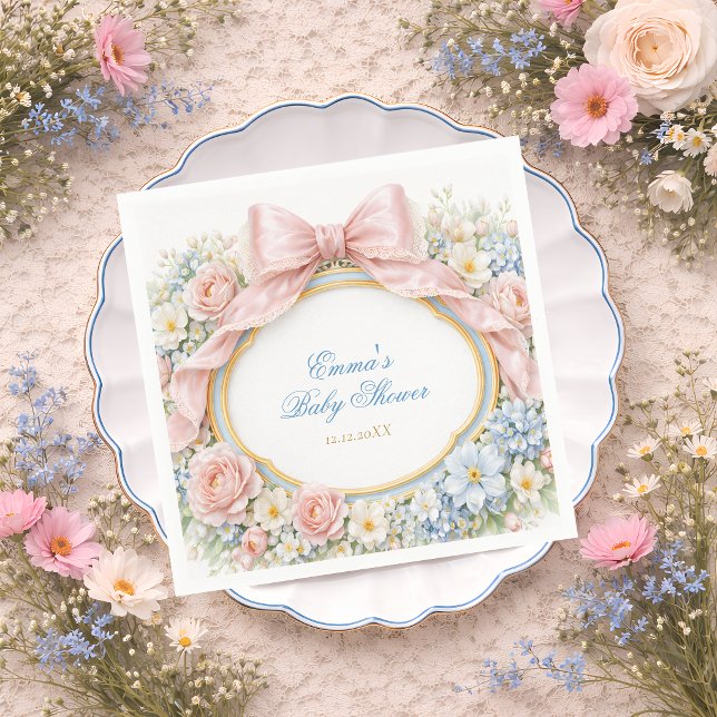 Coquette Bow Garden Girl Baby Shower Serviette (Von Creator hochgeladen)