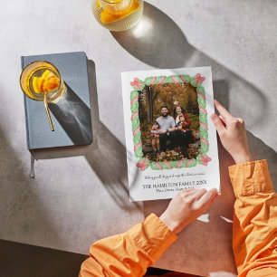 Coquette Bow Garland Weihnachts-Fotokarte Feiertagskarte