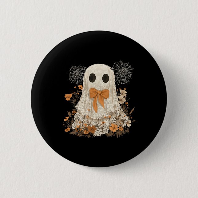 Coquette Bow Ghost Halloween Blume Ghost Spooky L Button (Vorderseite)