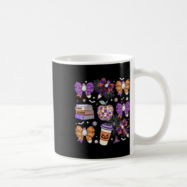Coquette Bow Ghost Niedlich Halloween Lehrer Fraue Kaffeetasse (Rechts)