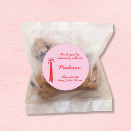 Coquette Bow Grad Tassel Rosa Abschluss 2025 Runder Aufkleber