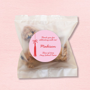 Coquette Bow Grad Tassel Rosa Abschluss 2025 Runder Aufkleber