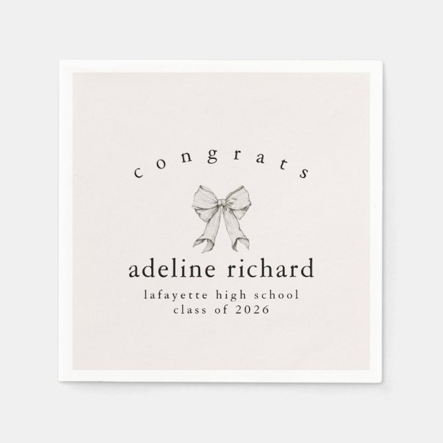 Coquette Bow Graduation Announcement Serviette (Vorderseite)