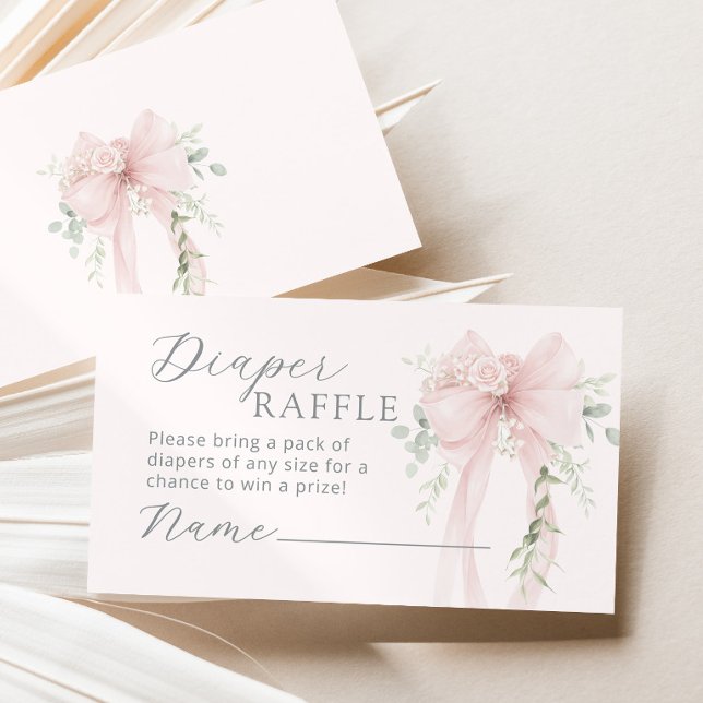 Coquette Bow Greenery Diaper raffle Begleitkarte (Von Creator hochgeladen)