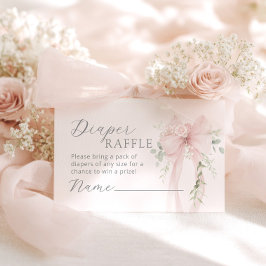Coquette Bow Greenery Diaper raffle Begleitkarte