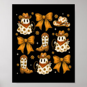 Coquette Bow Halloween Ghost Western Cowgirl Howdy Poster
