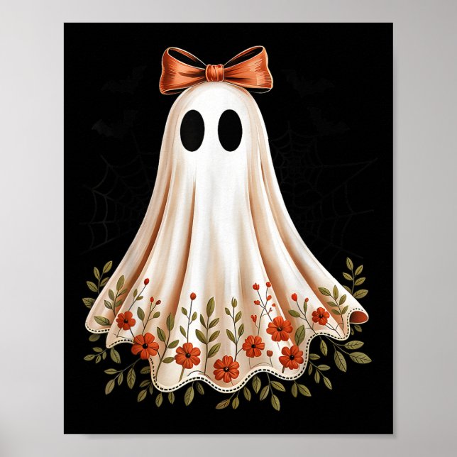 Coquette Bow Halloween Ghost Women Girls Kids Soky Poster (Vorne)
