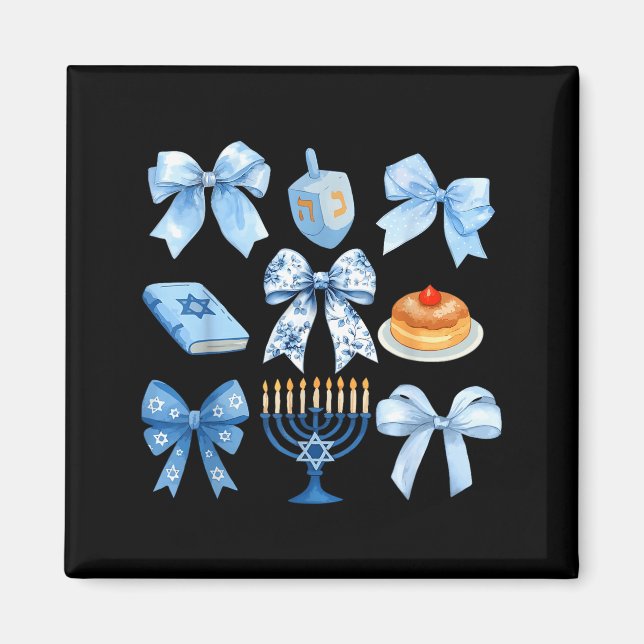 Coquette Bow Hanukkah Chanukah Pajama Latke Jewish Magnet (Vorne)