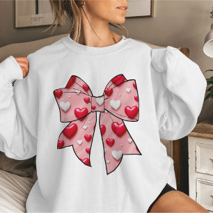 Coquette Bow Heart Red Pattern Valentinstag Sweatshirt