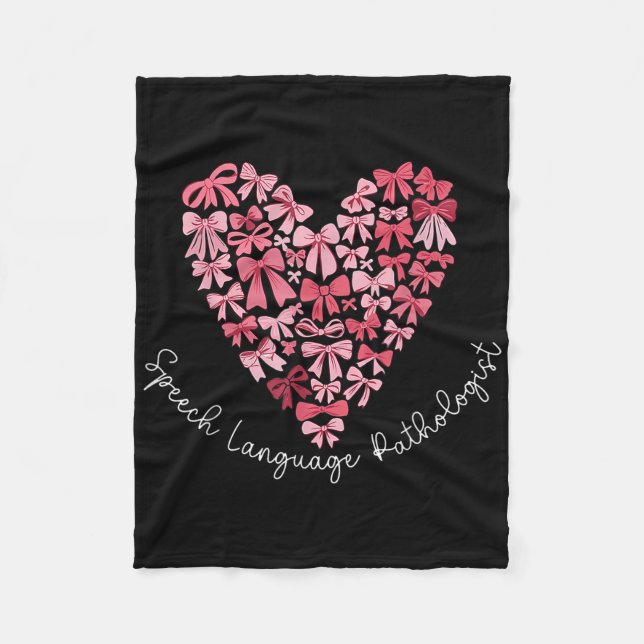 Coquette Bow Heart Speech Language Pathologist Slp Fleecedecke (Vorderseite)