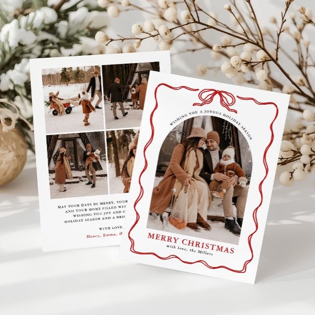 Coquette Bow Holiday Foto Card, Frohe Weihnachten (Von Creator hochgeladen)