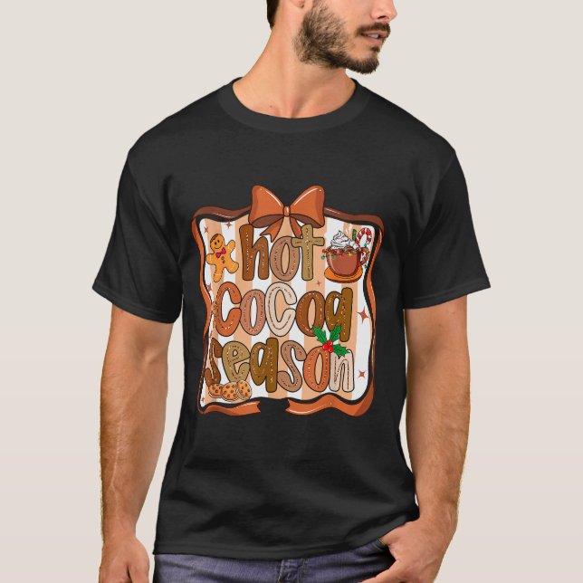 Coquette Bow Hot Cocoa Season Gingerbread Christma T-Shirt (Vorderseite)