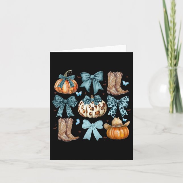 Coquette Bow Howdy Fall Western Pumpkin Boots als Karte (Vorderseite)