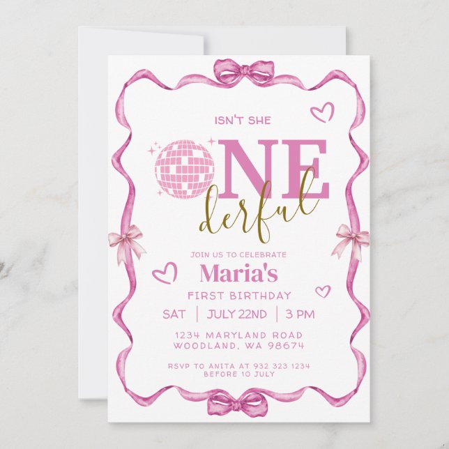 Coquette Bow ist nicht ihr einsamer Geburtstag Einladung (Vorderseite)