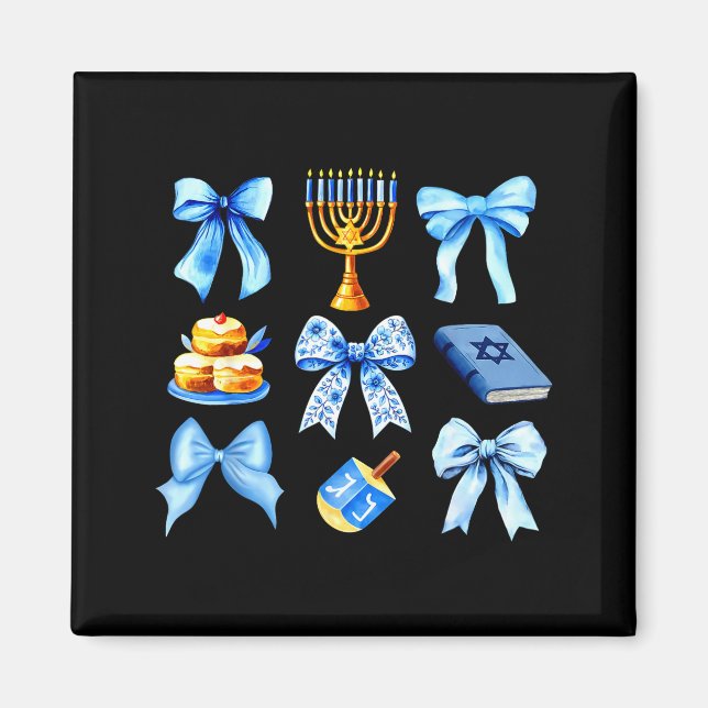 Coquette Bow Jewish Holiday Chanukah Hanukkah Meno Magnet (Vorne)