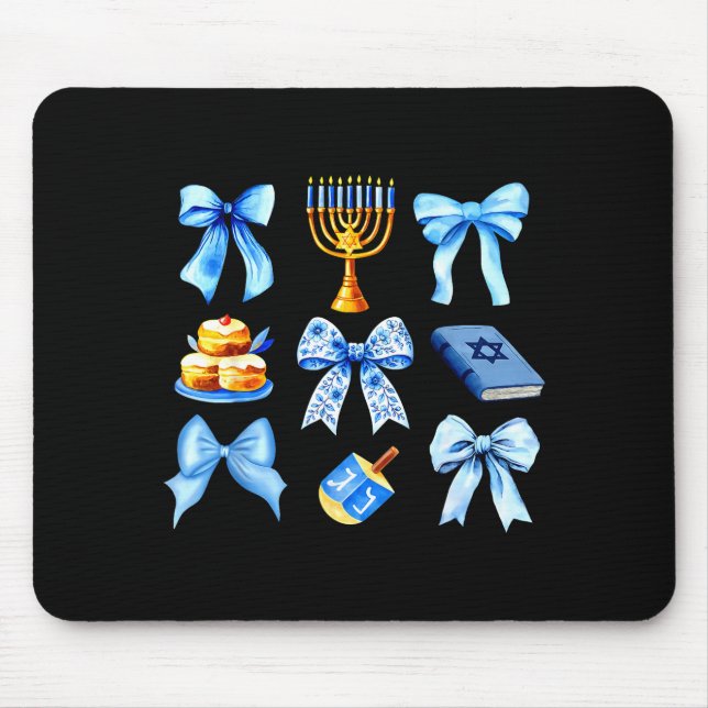 Coquette Bow Jewish Holiday Chanukah Hanukkah Meno Mousepad (Vorne)