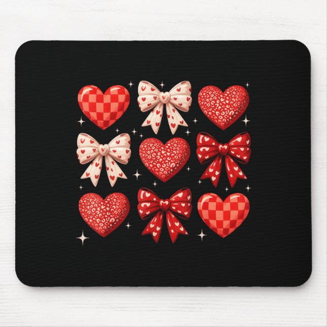 Coquette Bow Leopard Hearts Valentine Women Girl G Mousepad (Vorne)