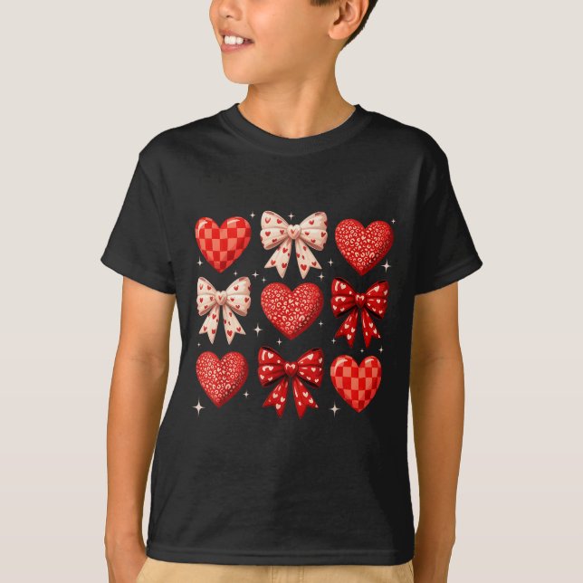Coquette Bow Leopard Hearts Valentine Women Girl G T-Shirt (Vorderseite)
