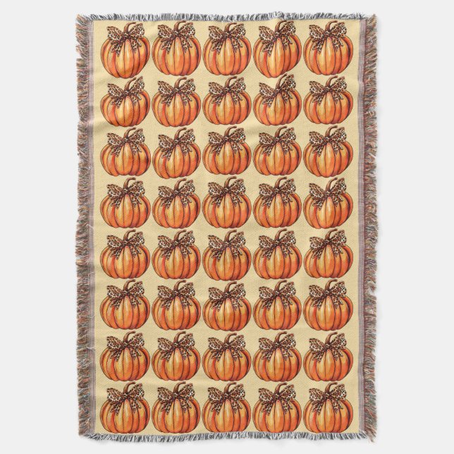 Coquette Bow Leopard Pumpkin Erntedank Rustikal Decke (Vorderseite Vertikal)