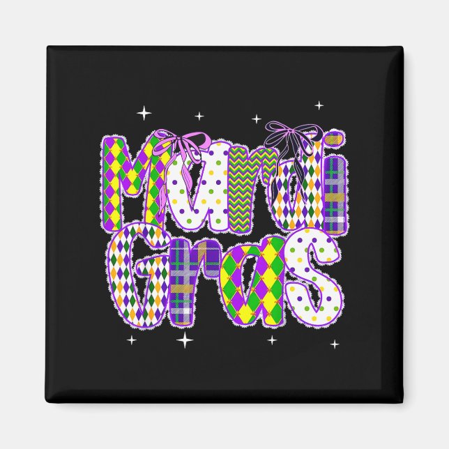 Coquette Bow Mardi Gras New Orleans Louisiana Dalm Magnet (Vorne)