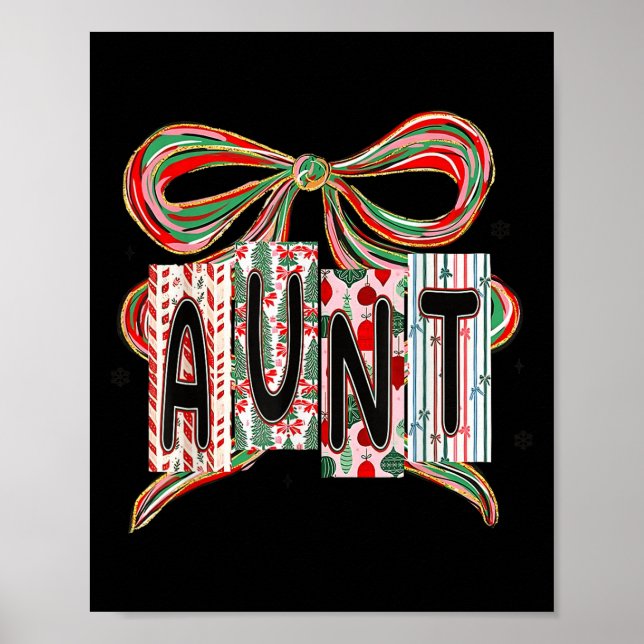Coquette Bow Merry Christmas Aunt Grandma Xmas Paj Poster (Vorne)