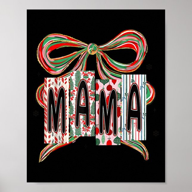 Coquette Bow Merry Christmas Mama Grandma Xmas Paj Poster (Vorne)