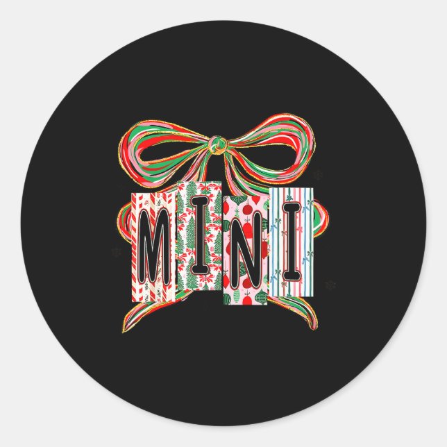 Coquette Bow Merry Christmas Mini Grandma Xmas Paj Runder Aufkleber