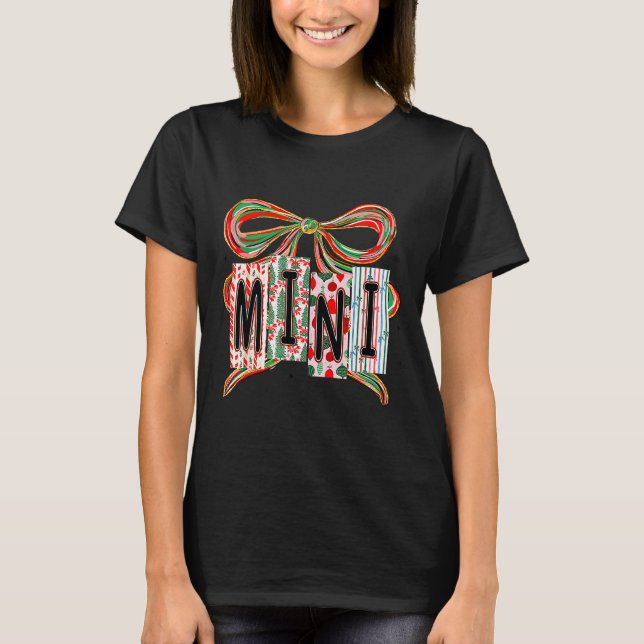 Coquette Bow Merry Christmas Mini Grandma Xmas Paj T-Shirt (Vorderseite)