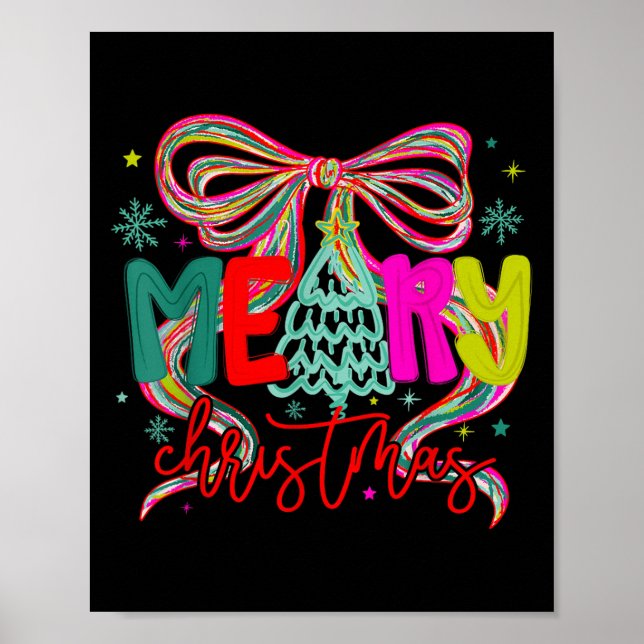 Coquette Bow Merry Christmas Preppy Xmas Pajamas W Poster (Vorne)