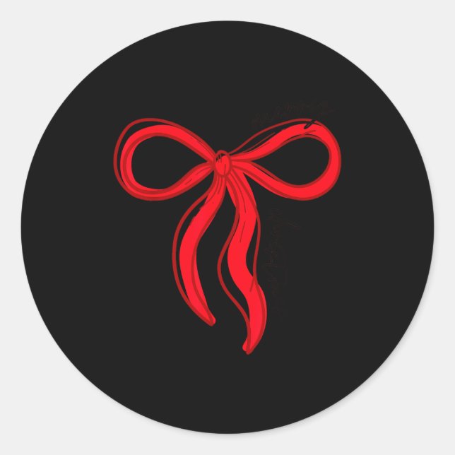 Coquette Bow Merry Christmas Xmas Family Pajamas H Runder Aufkleber (Vorderseite)