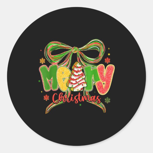 Coquette Bow Merry Christmas Xmas Family Pajamas H Runder Aufkleber (Vorderseite)