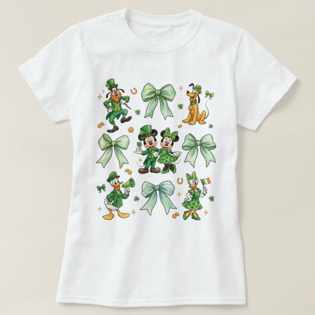 Coquette Bow Mickey And Friends St. Patrick’s Day  T-Shirt (Design vorne)