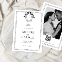 Coquette Bow Monogram QR-Codierung Hochzeit in fra