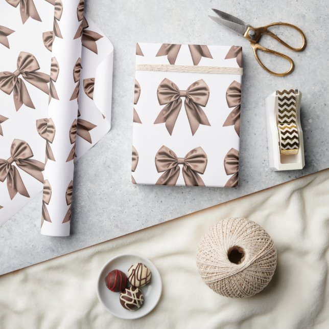 Coquette Bow Muster Mocha Brown Geschenkpapier (Kunsthandwerk)