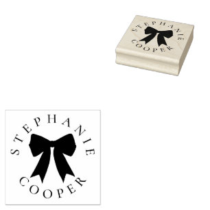 Coquette Bow Name Curved Writing Abschluss Gummistempel