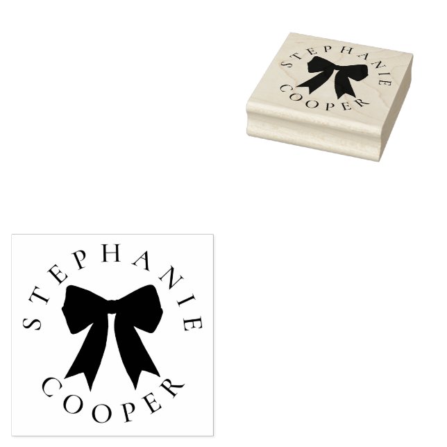 Coquette Bow Name Curved Writing Abschluss Gummistempel (Stempel)