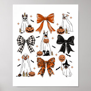 Coquette Bow Niedlich Ghost Hunde Halloween Pumpki Poster