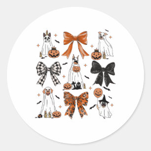 Coquette Bow Niedlich Ghost Hunde Halloween Pumpki Runder Aufkleber