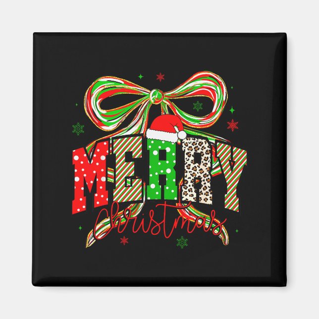 Coquette Bow Nk Christmas Tree Merry Xmas Girl Wom Magnet (Vorne)