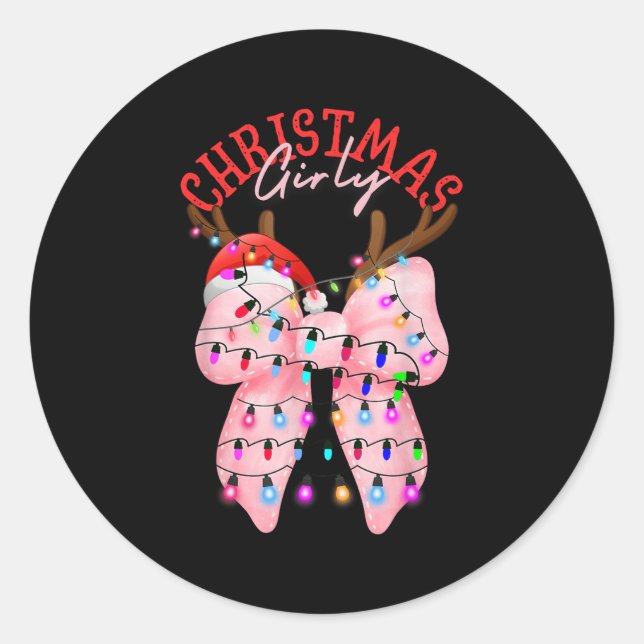 Coquette Bow Nk Gingerbrett Weihnachten Weihnachte Runder Aufkleber (Vorderseite)