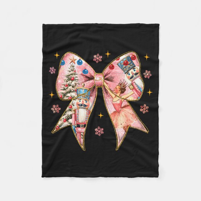 Coquette Bow Nutcracker Christmas Xmas Family Paja Fleecedecke (Vorderseite)