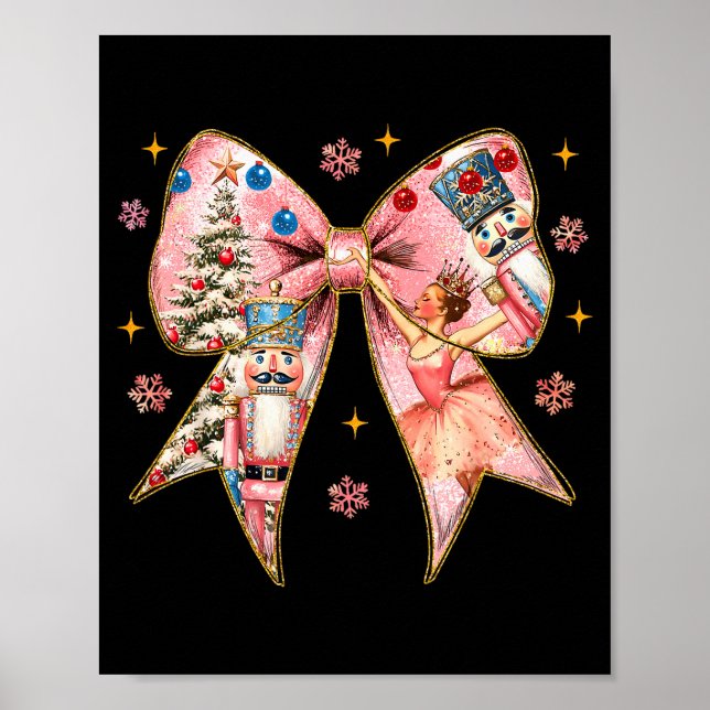 Coquette Bow Nutcracker Christmas Xmas Family Paja Poster (Vorne)