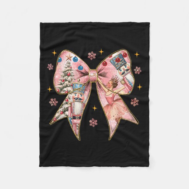 Coquette Bow Nutcracker WeihnachtsWeihnachtsWeihna Fleecedecke (Vorderseite)