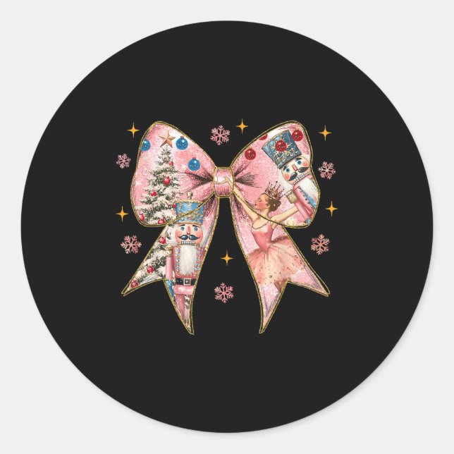 Coquette Bow Nutcracker WeihnachtsWeihnachtsWeihna Runder Aufkleber (Vorderseite)
