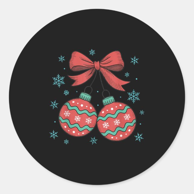 Coquette Bow Ornament Cherries Christmas Holiday G Runder Aufkleber (Vorderseite)