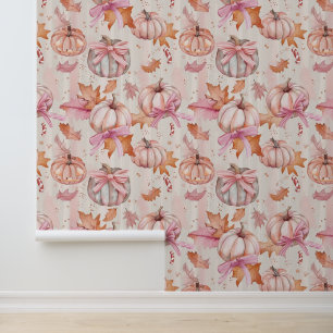 Coquette Bow Pastel Pumpkin Ästhetisches Muster Tapete
