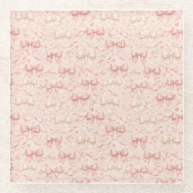 Coquette Bow Pattern Glasuntersetzer (Vorderseite)