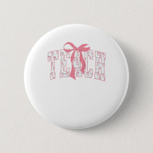 Coquette Bow Pencil Design Lehrer Button (Vorderseite)